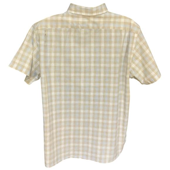 Cremieux Checked Short Sleeve Button Down Sz XXL Tan and White Casual Cotton - Picture 4 of 11